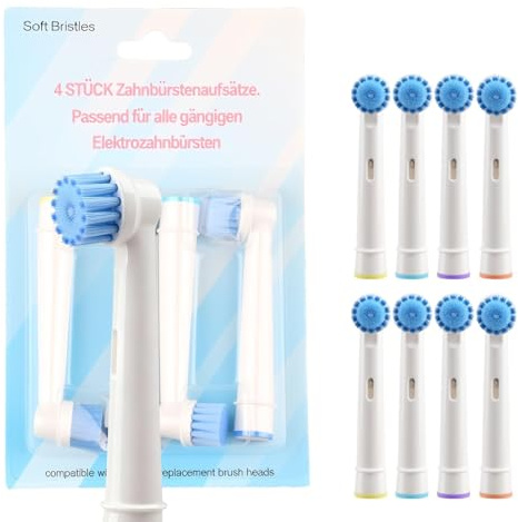 Recambios Cepillos Compatible con Oral B Braun, Cabezales de Repuesto Sensitive Clean para Cepillo de Dientes Eléctrico 8 Piezas Profesionales Limpieza Profunda