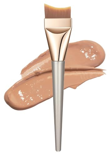 Foundation Brush For Liquid Makeup, Ultra Thin Angled Spatula Cream Foundation Concealer Brush Soft Synthetic Bristles, Doesn't Soak Up Powder For Seamless Application Blending Cosmetic Brown