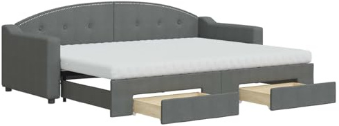 ATOMSTACK MAKER Sofá-Cama 2 sv 1 Con Almacenamiento Integrado, tapizado och Tela Gris Oscuro, 223 x 172,5 cm (desplegado), inkl. 2 Colchones de Espuma 80 x 200 cm, perfekt för espacios Pequeños