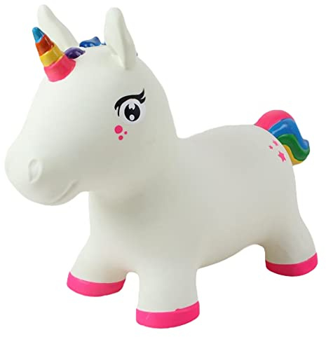 Gerardo`S Unicornio saltarín Paseo con Saltos en Animal. Pelota saltarina para niños pequeños de 12 Meses en adelante.