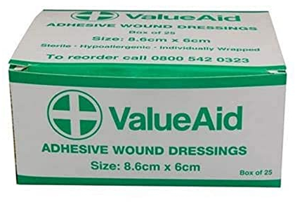 Value Aid Adhesive Wound Dressings - 8.6cm x 6cm - Box of 25