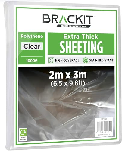 Extra-Thick Ultra Heavy Duty Large 2 x 3M (6.5 x 9.8ft) Coverage - Polythene Plastic Sheeting Cover – 1000g (250 micron) for Gardening Insulation & Building Rubble Protection