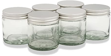 Elegant and Durable 60ml Clear Glass Jars with Airtight Silver Lids - Perfect for Candlemaking, Storage, DIY Beauty and Gifting - Heat-Resistant, Refillable & Stylishly Compact - Set of 6