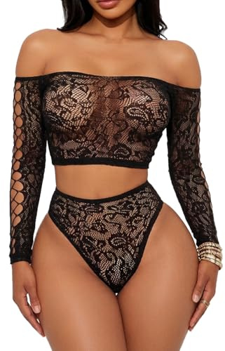 Buitifo Dam underkläder Fishnet BabyDoll Bodysuit Mini klänning Set One Size