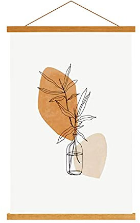 Sanauto A2 Poster Frame Hangers 42cm, Magnetic Wooden Poster Hanger Rails Magnet Frame Hanging Kit for 42x59 42x30 40x60 Landscape Large Size Wall Map (42cm, Teak)