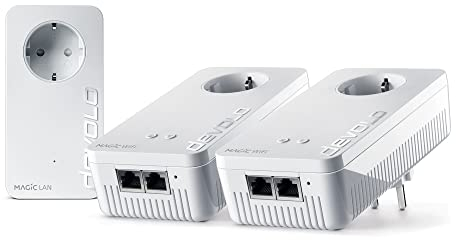 Devolo Magic 2 WiFi 6 Multiroom Kit Adaptador, WiFi Powerline -hasta 2.400 Mbps, Punto de Acceso WiFi Mesh, 4X conexión LAN Gigabit dLAN 2.0, Blanco