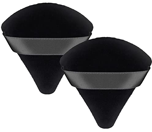 Patelai 2 Pcs Powder Puff Makeup Puff Triangle Soft Powder Sponge Reusable Triangle Sponges with Strap for Cosmetic Foundation Wet Dry Makeup(Black)