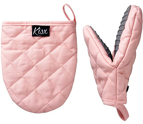 Värmebeständiga ugnsvantar – (rosa färg) mini ugnsvantar, silikonhandskar värmebeständiga, kökshandskar för matlagning, silikon ugnsvantar och grytlappar set, köksgrytlappar och ugnsvantar set