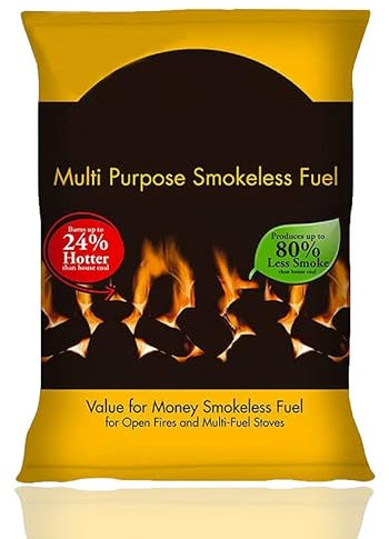 zeeyrak Multipurpose Smokeless Fuel - Smokeless Coal for Open Fire- Suitable for Open Fires, Multi-Fuel Stoves, Closed Appliances, Cookers and Boilers (10 Kg Sack)