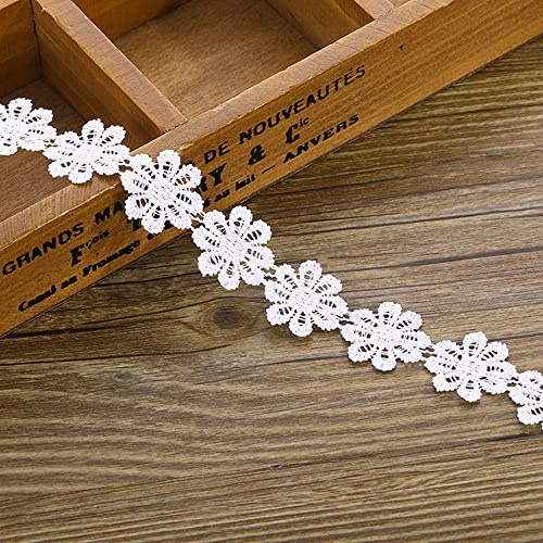 XCSJ 5 Yarde 2.5cm Nastro Di Fiori In Poliestere Passamaneria Decorativa Trim Nastro Fiore Applique Nastri Decorativi Tessuto Per Fascia Per Capelli, Abbigliamento, Decorazioni Per Feste (Bianco)
