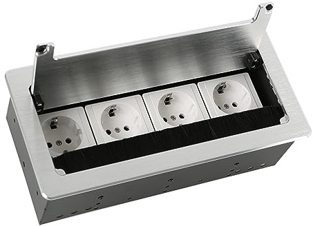 Inbyggt uttag med lock, 4 fack bordsuttag golvuttag infällt uttag för kök, kontor
