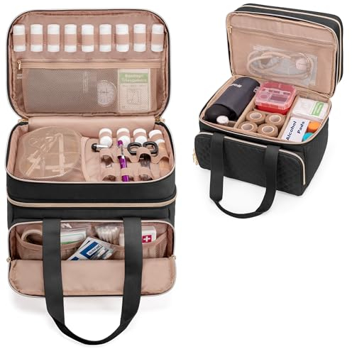 Yarwo Medizintasche Medizinische Tasche Leer, Reiseapotheke Tasche, Krankenschwester Tasche für Tabletten Flaschen und Medizinische Zubehör für Haushalt & Arbeitsplatz, Patent Angemeldet, Schwarz