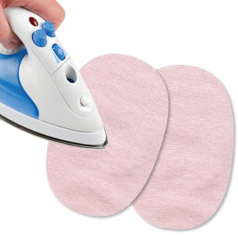 USIT, 2 Stück Mini-Flicken zum Aufbügeln aus Jerseystoff, 13x9 cm, Ideal zur Reparatur von Trainingsanzügen, Hemden und Sporthosen, Rose