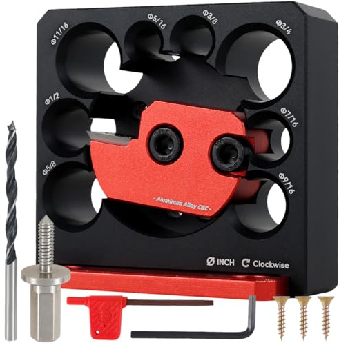 Dowel Maker Jig Kit, Imperial 5/16-3/4inch Adjustable Drill Milling Dowel Maker, Aluminum Alloy Dowel Cutter Plate with 8 Holes, Wood Rod Milling Pin Round Rod Auxiliary Tool