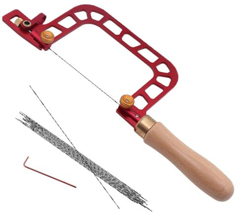 TOOSOAR Sierra de Marquetería,con llave Hexagonal y Hoja de Repuesto, Herramienta Manual de Corte Multidireccional, Sierra de Marquetería para Madera, Plástico, Goma, Metal Blando (3in)