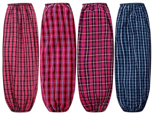 ACMEDE Manches avant-bras 10 paires Manchettes Réutilisables en Coton à Carreaux Manchettes de protection Couvre-manches De Nettoyage Manchettes de peinture anti-poussière 38 * 18cm