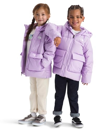 The North Face Kids' North Down Fleece-Lined Parka - 600 Fill Recycled Waterfowl Down with Insulated Hood, Collar & Pockets, Lite Lilac, 2