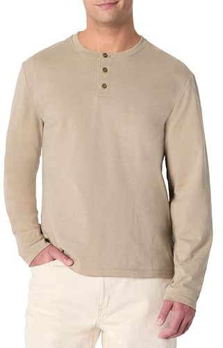 Amazon Essentials Men's Relaxed-Fit Long Sleeve Henley, Taupe, XX-Large