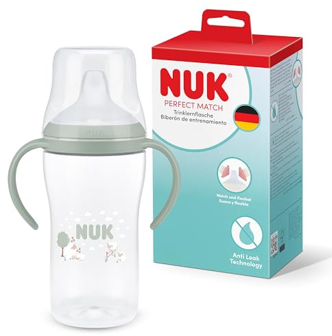NUK Perfect Match Vaso Aprendizaje Bebe | 6+ meses | 260 ml | Vaso antiderrames para niños pequeños | Asas antideslizantes | Oveja | 1 unidad