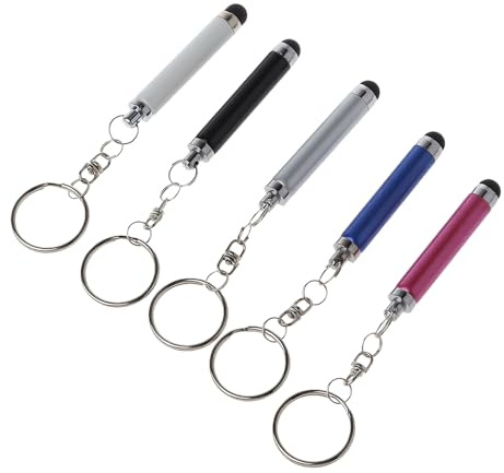 DECORNIJIA 5 Piezas Lápices Capacitivos Portátiles con Llavero de Colores Surtidos Pequeños y para Pantallas Táctiles de Teléfono y Tablet