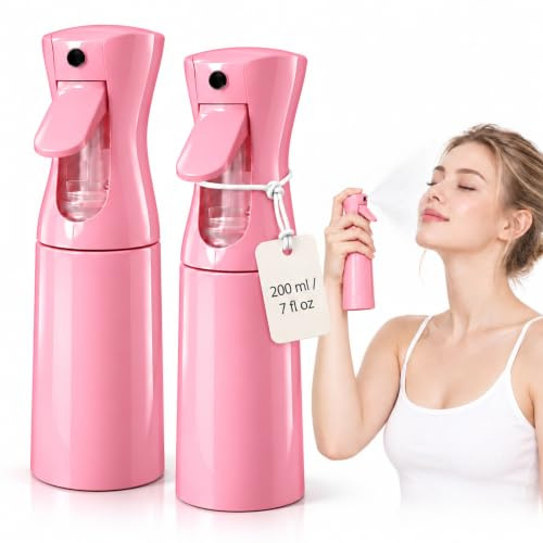 Buaak 2Pcs 200ml Hair Water Spray Bottle,Continuous Mist Spray Bottle | Pink,Fine Mist Hair & Plant Water Spray Bottle for Hair Styling and Indoor Plants in Gradient