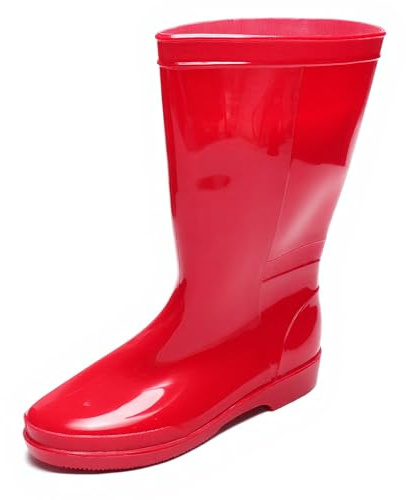 JOMIX Stivali da Pioggia Donna Gomma Impermeabili Antiscivolo Alti Scarpe da Giardino Comode Pulire e Resistenti Stivaletti Galosce per Outdoor Lavoro Pesca (WRB255105, Rosso, 37 EU)