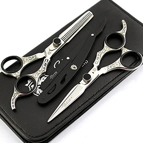 New Professional Salon Hair Cutting+Thinning Scissors Barber Shears Hairdressing Set 6.5 Barber Razor Hair Tools Black Silver Gift Set