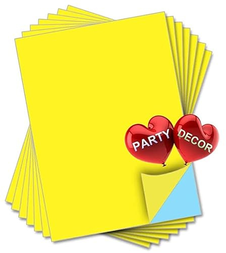 party_decor Yellow Self Adhesive Gloss Vinyl Sheet - A4 - pack of 10 - perfect for hobby & craft