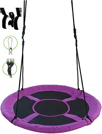 RB&G Nestschaukel 110 cm Garten-Schaukel Rundschaukel Tellerschaukel bis 150kg (LILA)