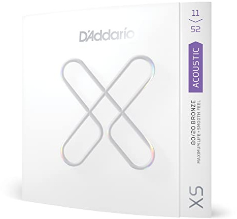 D'Addario Guitar Strings - XS 80/20 Bronze Coated Acoustic Guitar Strings - XSABR1152 - Maximum Life with Smooth Feel & Exceptional Tone - For 6 String Guitars - 11-52 Custom Light