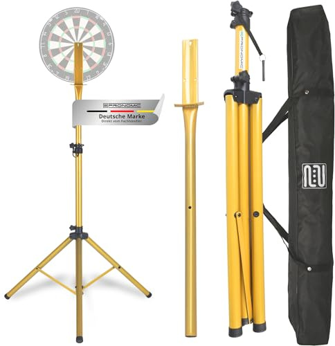 Pronomic DA-45S GD Soporte para Diana (Soporte para Dartboard, Soporte De Acero con Recubrimiento En Polvo, Altura Ajustable Sin Escalas, Bolsa) Dorado