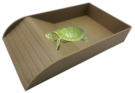 HYPIQQ Schildkröten Gehege Frühbeet Schildkrötenhaus Schildkröten Wasserschale Plattform Plastic Große Schildkröte Reptil Box,Braun
