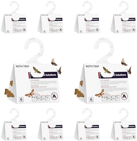 10 Pezzi Antitarme Alimentari Anti Farfalline del Cibo Tarme Alimentare Trappole Acchiappa Cucina Foglietti Adesivi della Farina Farfalle ai Feromoni Trappola Cattura, Efficacie Fino a 12 Settimane