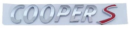 Aqxycde 3D ABS Noir Chrome Lettres de voiture Logo du coffre arrière Cooper S Emblème Badge Autocollant Compatible avec Cooper S R56 R53 R60 F56 Accessoires Plug and play, robuste et esthétique(Chrome