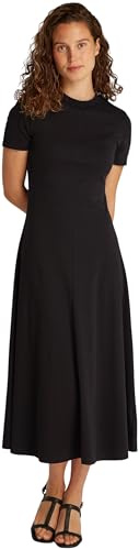 Tommy Hilfiger Robe Femme Modern Midi Dress Fit & Flare, Noir (Black), M