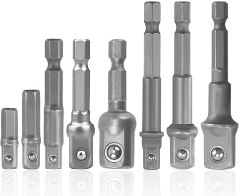 Adaptador de Vaso de 8 Piezas, Adaptadores Hexagonales de 1/4 De Pulgada a 1/4, 3/8, 1/2, Adaptador de Llave de Vaso para Taladros y Destornilladores