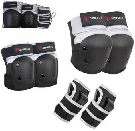 COMFORCE Kids Knee Pads Elbow Pads Wrist Guards 6 In 1 Protective Gear Set, Girls Boys Roller Skating Pads, Knee Elbow Wrist Pads for Rollerblading Riding Scooter Skating Skateboarding for Kids