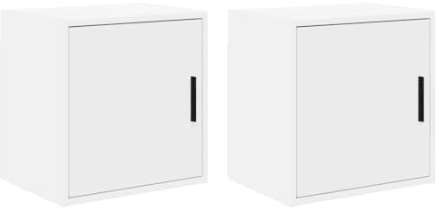 vidaXL Pensili per Garage 2 pz Bianco in Legno Multistrato, armadietto, Armadio a Muro per Garage, Armadio a Muro con Porte, Armadio per Garage