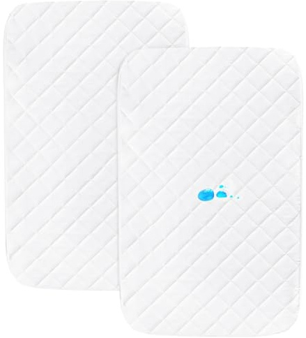 Bassinet Mattress Pad Cover Fit for Graco Travel Lite Crib/Guava Lotus/Maxi-COSI Swift Lightweight Portable, Waterproof Bassinet Mattress Protector Quilted (20 x 28) 2 Pack