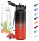 Motswedi Trinkflasche, 1L BPA-Frei, Trinkflasche mit Strohhalm, Kohlensäure Geeignet,Trinkflasche Sport, Auslaufsicher, Wasserflasche, Sport Trinkflasche für Yoga, Schule, Outdoors, Schwarz und Rot
