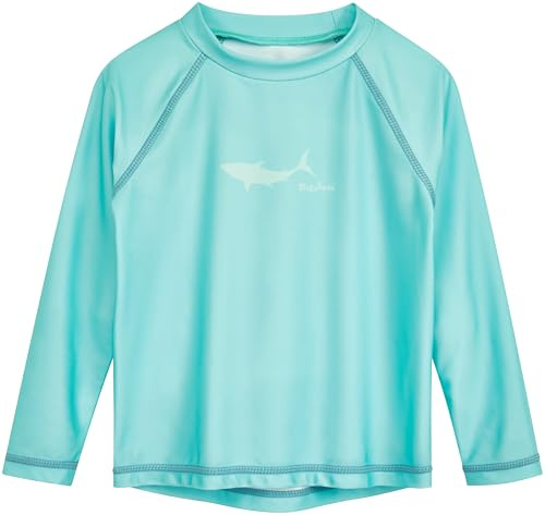 Playshoes Unisex barn Langarmshirt Rash Guard skjorta, lång turkos haj, 134-140