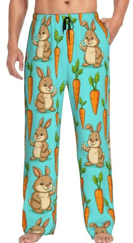 YSBKN Pattern Of Rabbits And Carrots Men'S Pajama Pants Pjs Bottoms With Pockets Sleep Lounge Pants For Men X-Large