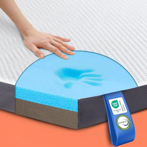MKS 2-in-1 Gel Mattress Topper - Gel Foam Mattress Topper 90 x 200 cm with H3 & H4, 5-Ply Comfort, Pressure Relief & Mesh Sides - Reversible Mattress Top for Side, Back & Belly Sleepers
