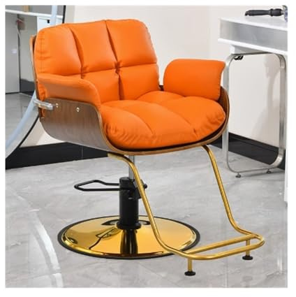HLHLOP777 Chaise de Salon Fauteuil de Coiffure réglable, Fauteuil de Coiffure, Fauteuil pivotant spécifique for Salon de Coiffure Tabouret à roulettes(Orange)