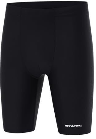DEVOROPA Boys' Swim Jammers Youth Competitive Swim Team Suit Quick Dry Athletic Swimming Shorts UPF 50+ Black L