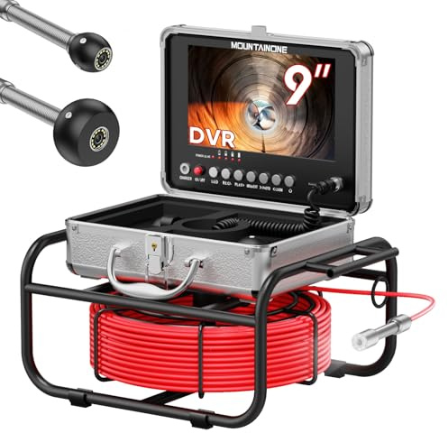 Telecamera di Ispezione tubi con DVR, 9 Pollici Telecamera Fognaria AHD 720P Macchina Fotografica Industriale di Ispezione del Tubo, IP68 Endoscopio Impermeabile Telecamera