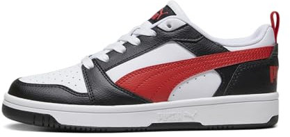 PUMA Unisex Kinder Rebound V6 Lo Jr Sneaker, Puma White For All Time Red Puma Black, 35.5 EU