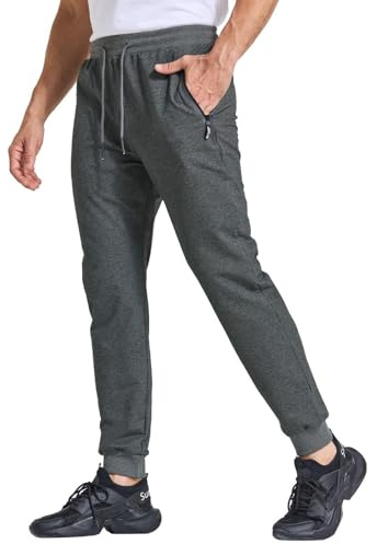JustSun Pantaloni Tuta Uomo Sportivi Pantalone Felpa Uomo Cotone Joggers Grigio Scuro L