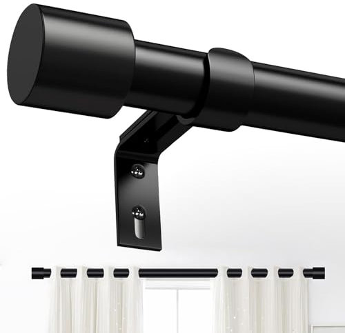 Wintfarm Extendable Black Curtain Pole,30-120inch/76-305cm Heavy Duty Curtain Rods For Windows,Curtain Poles For Eyelet Curtains,Adjustable Easy Install Curtain Poles