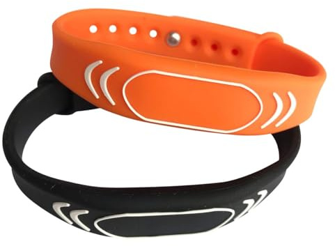 UID läsbart och omskrivbart vattentätt armband, RFID 13,56 mHz IC armband tagg block 0 sektor skrivbar (förpackning med 2)